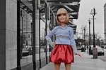 barbie doll, posing, city