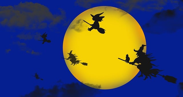 Free haloween night witches illustration