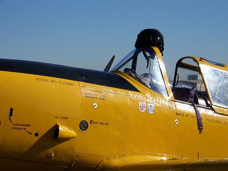 Flugzeug, Helm, Gelb, Bereit, Jahrgang