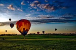 hot air balloons, sky, clouds