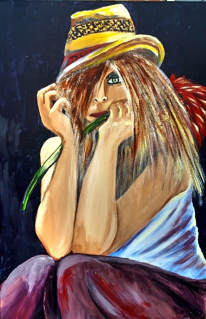 Free painted portrait acrylic paint canvas illustration