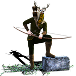 hunter, arch, bow and arrow