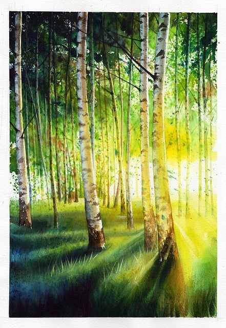 森林風景 水彩画 水彩画森と川 - 水彩画のベクターアート素材や画像を多数ご用意