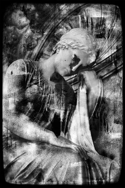 Free black and white dark fantasy illustration