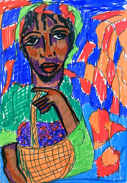 Porträt, Filzstifte, Papier, Abstrakt