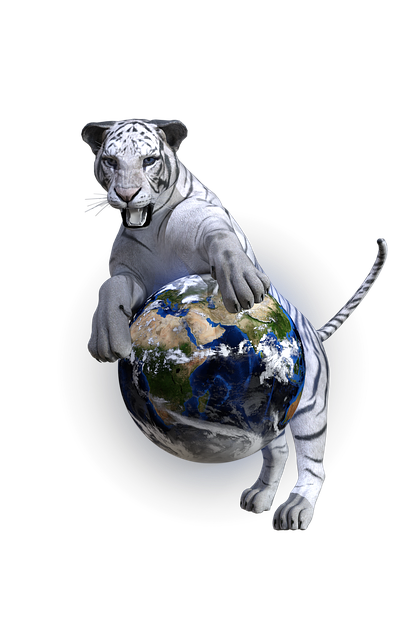 Free white tiger tiger globe illustration
