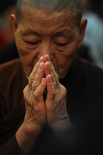 Theravada buddhism, nun, old and aging — photo by truthseeker08