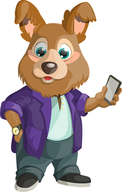 Free dog smartphone holding vector