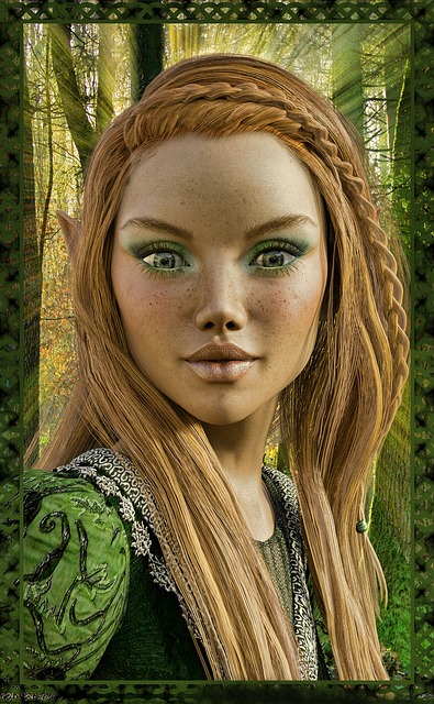 Free spring witch nature elves illustration