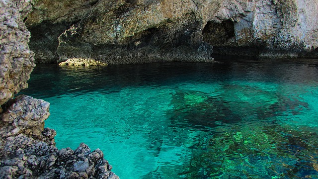 sea cave, sea, turquoise, water, clear, crystal, transparent, cave, nature, ayia napa, cyprus