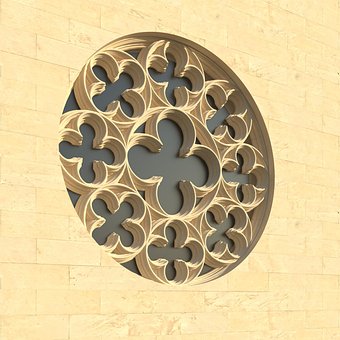 Vindue, Roset, Kirke Vindue, Arkitektur