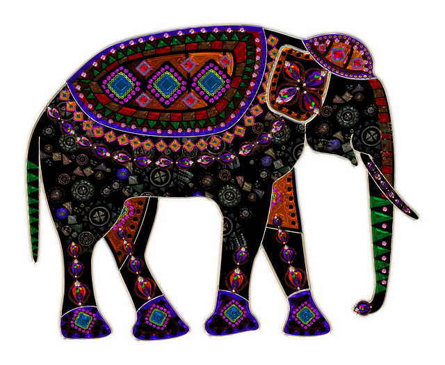 Elefant, Metallizer, Glass, Kunst