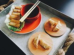food, potstickers, dumplings