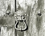 wooden door, old wooden door, doorknocker
