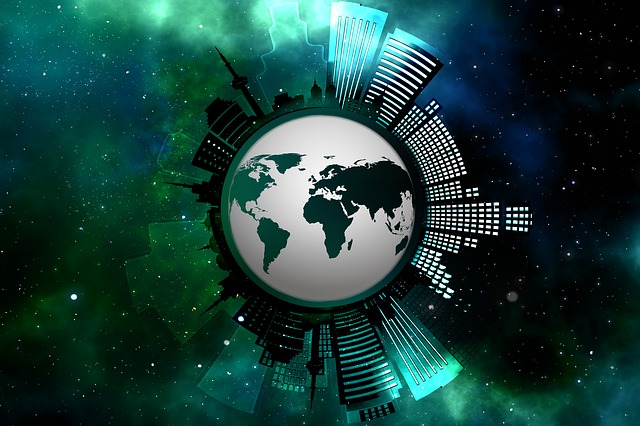 Free skyscrapers globe earth illustration
