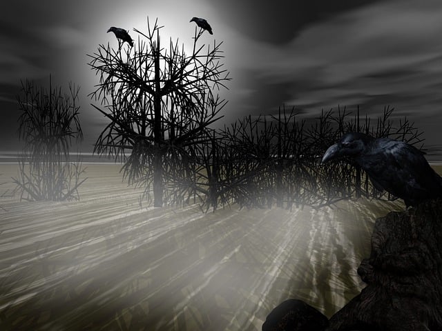 Free tree ravens fog illustration
