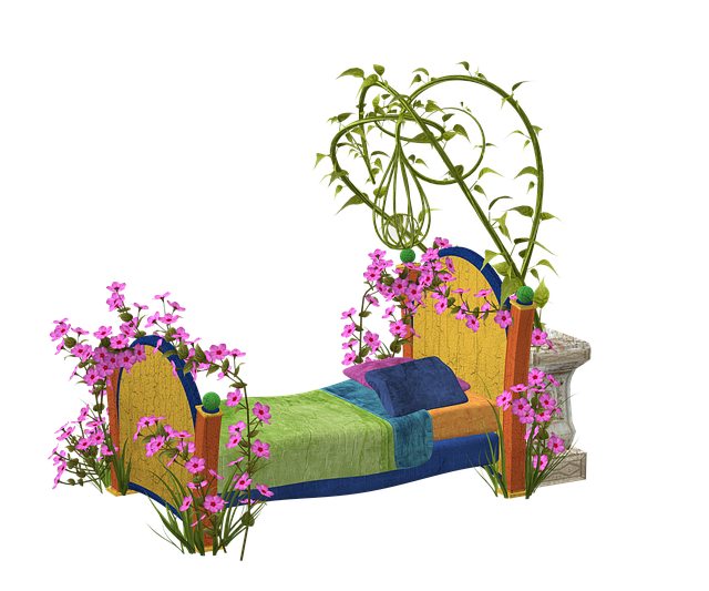 Free bed multicoloured blossom illustration