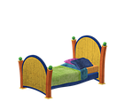bed, wood, colorful