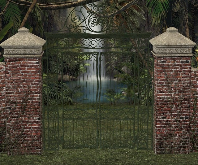 Free gate waterfall nature illustration