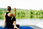 yoga, woman, nature