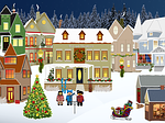 christmas, village, light