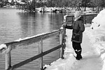 woman, winter, standing