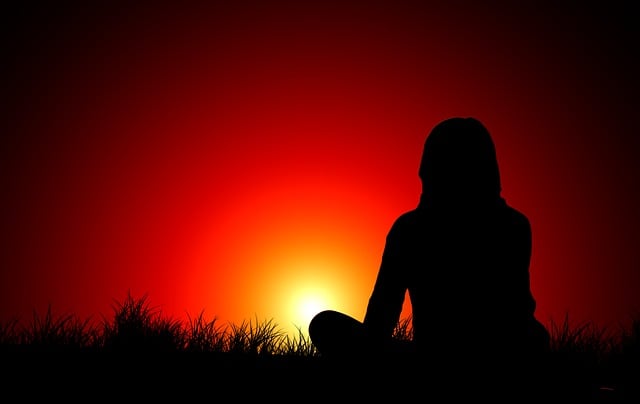 Free sunset woman silhouette illustration