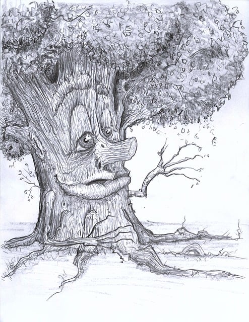 Free tree creepy scary illustration