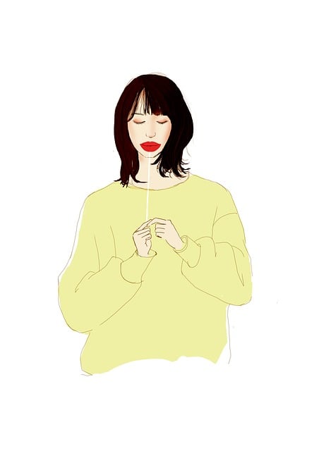Free girl hand painted short hair illustration