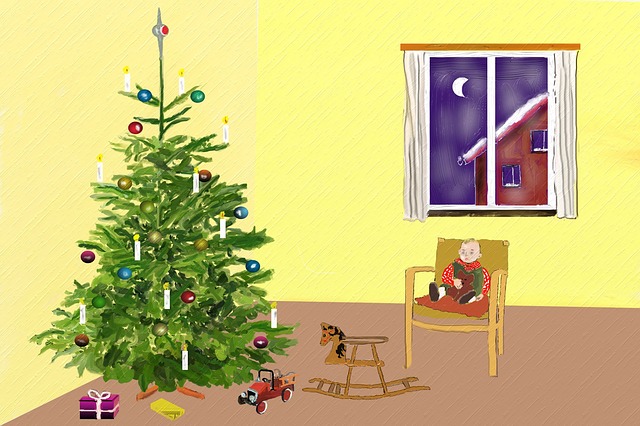 Free christmas handing out christmas presents christmas decoration illustration