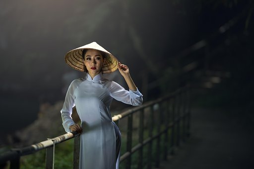 アジア, 女性, タイ, 帽子, スタンス, 大人, ベトナム, 女の子