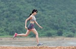 lady, joging, rush