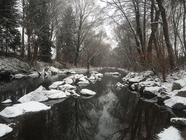 Free River In Winter Winter Landscape photo and picture