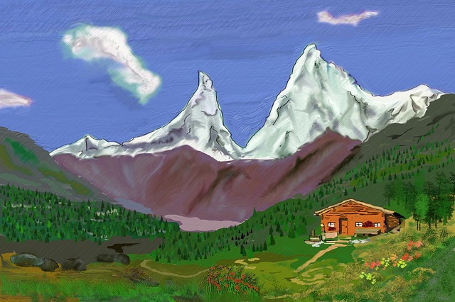Free mountains mountain hut hiking tour illustration