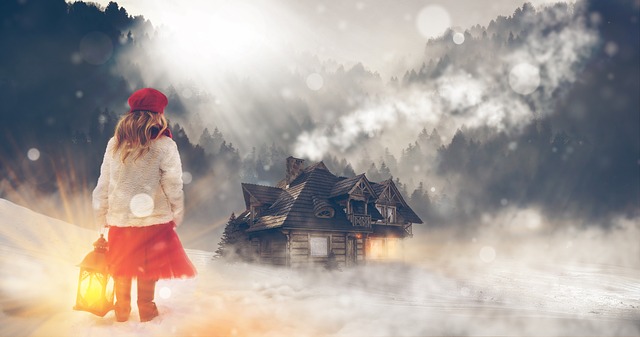 Free winter snow house illustration