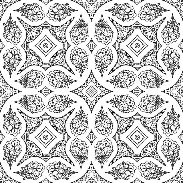Free mandala line art black and white illustration