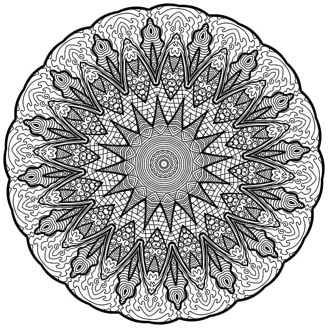 Free mandala line art black and white illustration