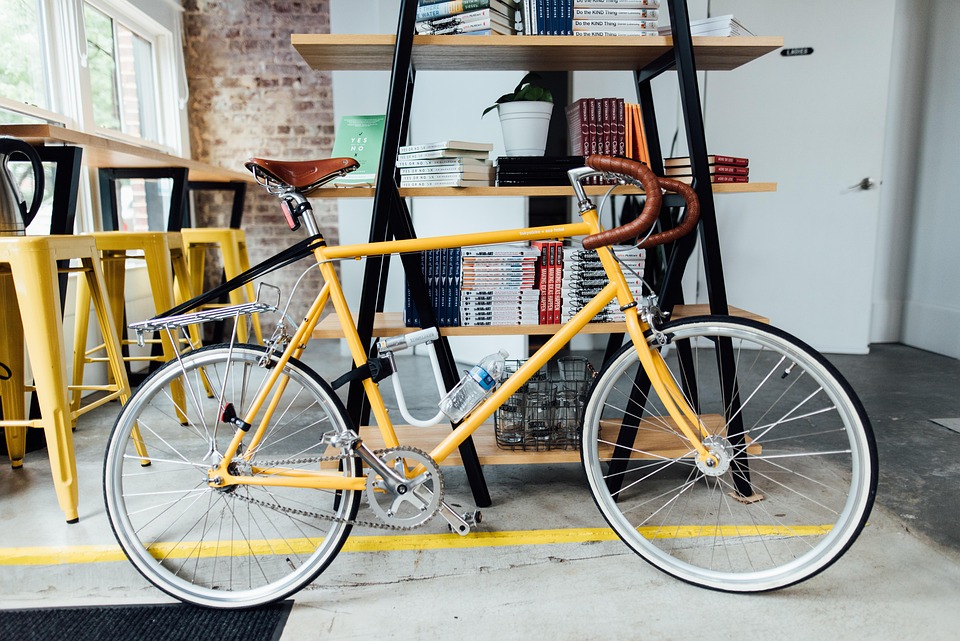 Yellow urban bicycle