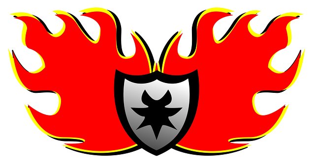 Logo, Feuer, Vektor, Zeichnung, Wappen