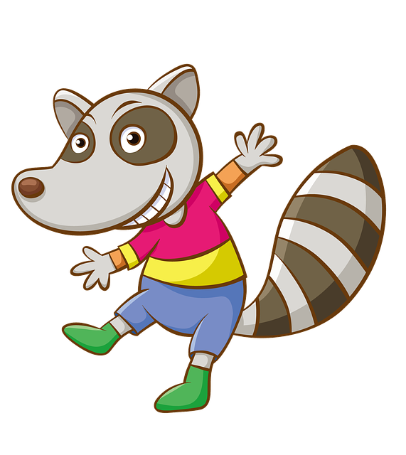 Free cartoon hand painted coon illustration