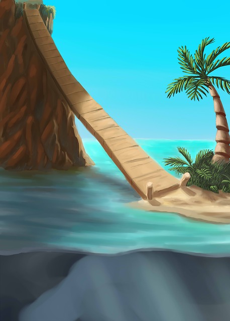 Playa, Isla, Árbol De Coco, Agua, Colina