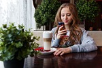 girl, teen, café