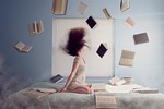 adult, bed, books