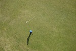 athlete, ball, flag