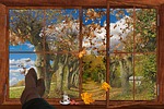 autumn, window, fall foliage