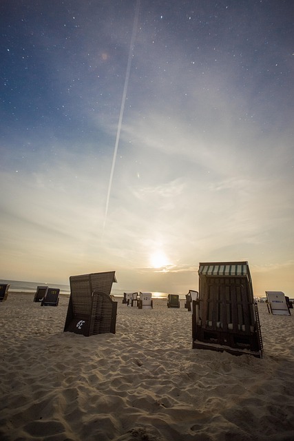 Nacht, Maan, Zon, Strandstoel, Strand