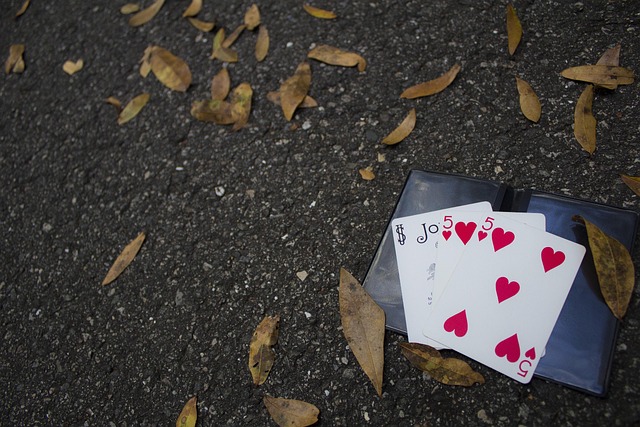 Karten, Boden, Blätter, Spielkarten