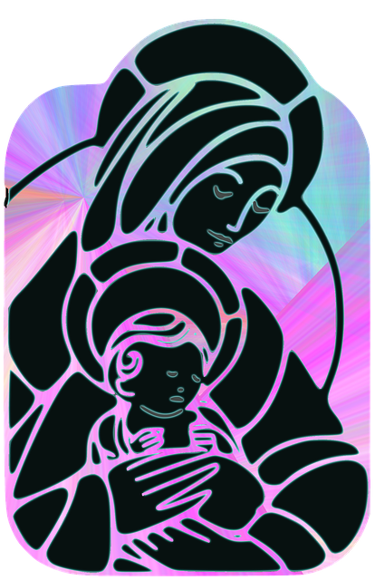 Free virgin mary santa maria baby jesus illustration