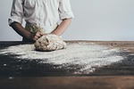 adult, apron, baking