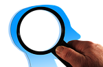 brain, head, magnifying glass